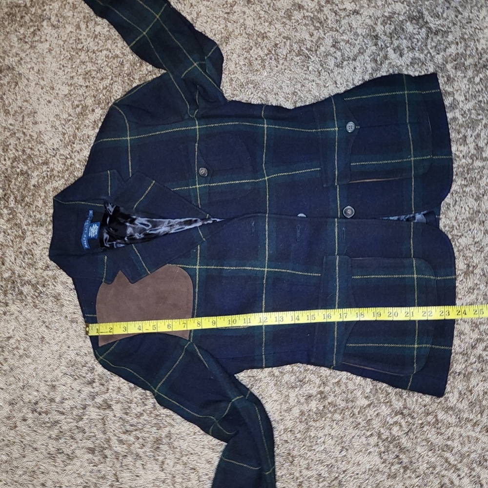 RALPH LAUREN made in Italy plaid wool n real suede EUC blazer